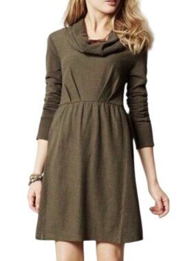 Anthropologie Saturday Sunday Cowl Neck Alcott Dress | Olive Green | Size XS